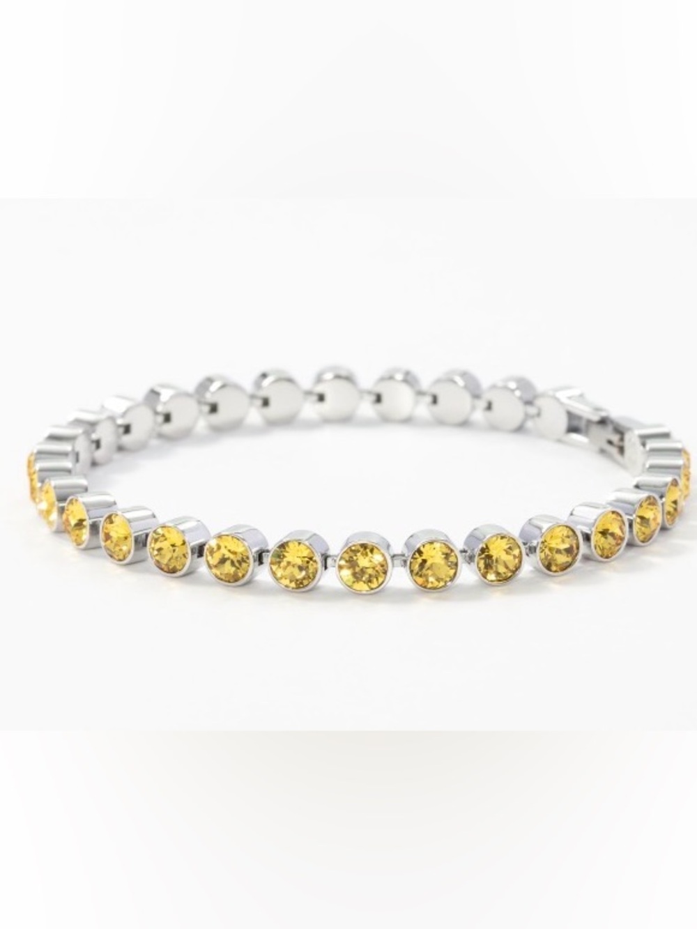 Touchstone Crystal mini ice bracelet in light topaz BNIB fold over clasp 7.25”